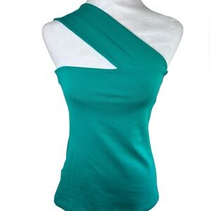 Susana Monaco Asymmetrical Bodycon Sexy Summer Tank Top Green Medium